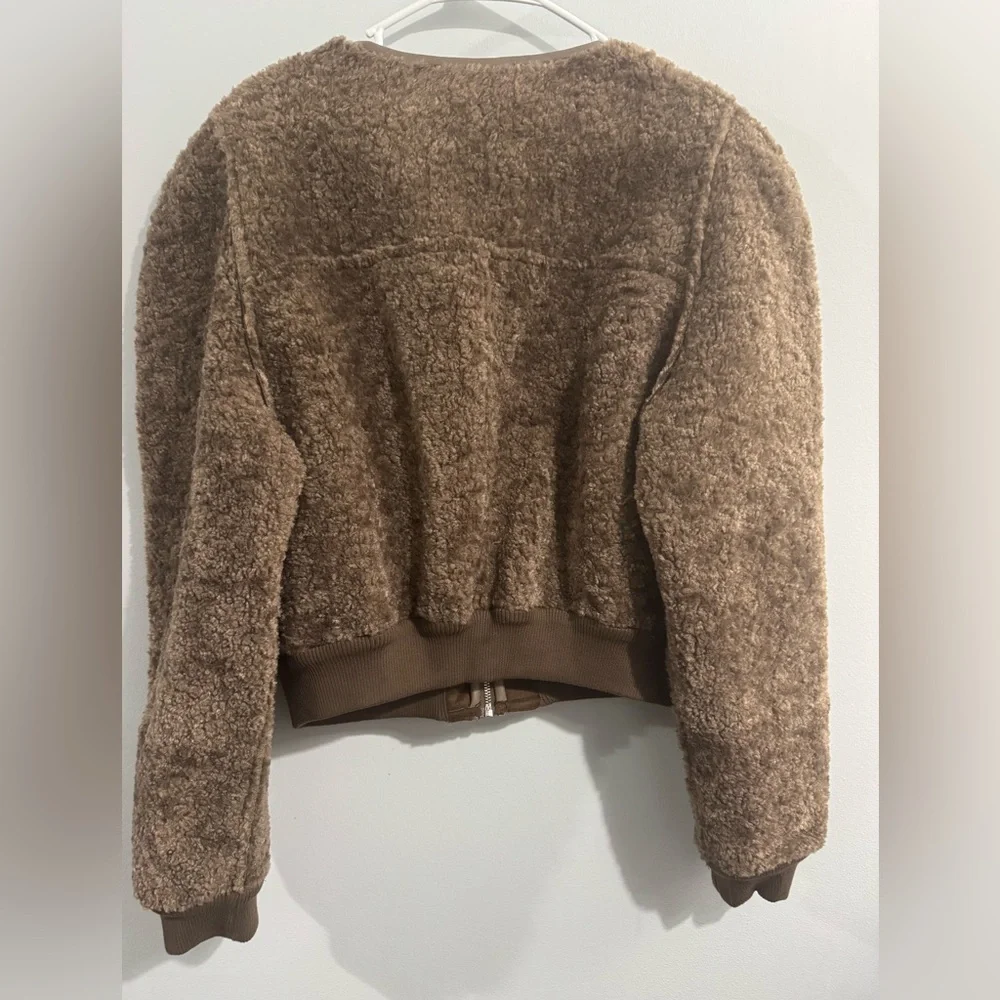 ASTR The Label Stacy Faux Fur Zip Jacket Brown Women’s Size XL Revolve
